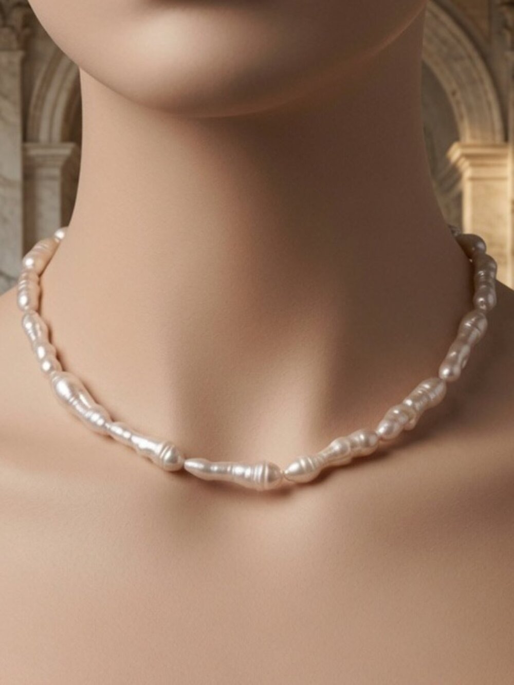 Vertical Notes | Freshwater Baroque Pearl Necklace | 925 Silver